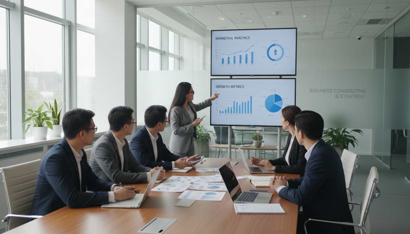 Marketing strategy consulting team planning digital campaigns for nonprofit organizations