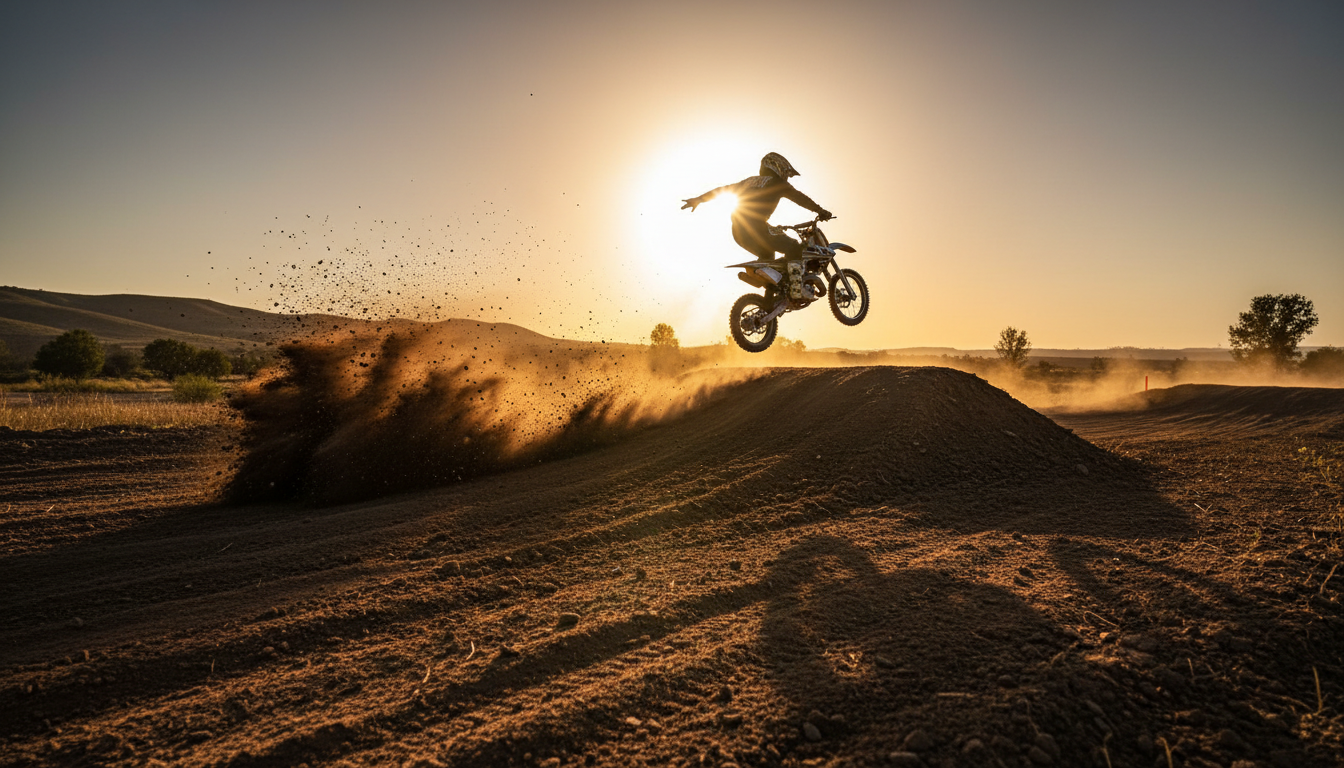 Pitbike w akcji – skok na torze motocrossowym