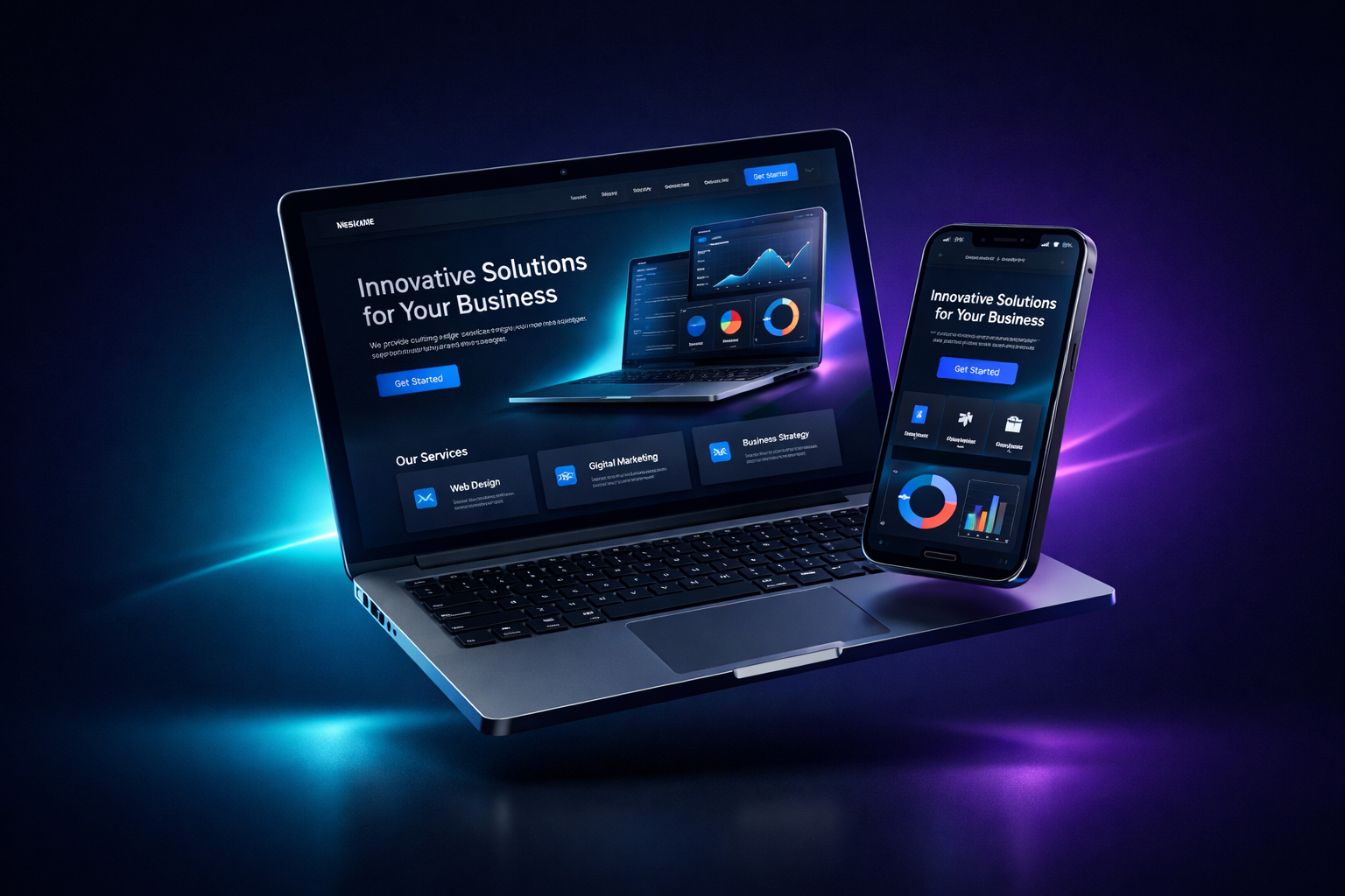 Mockup 3D de diseño web premium