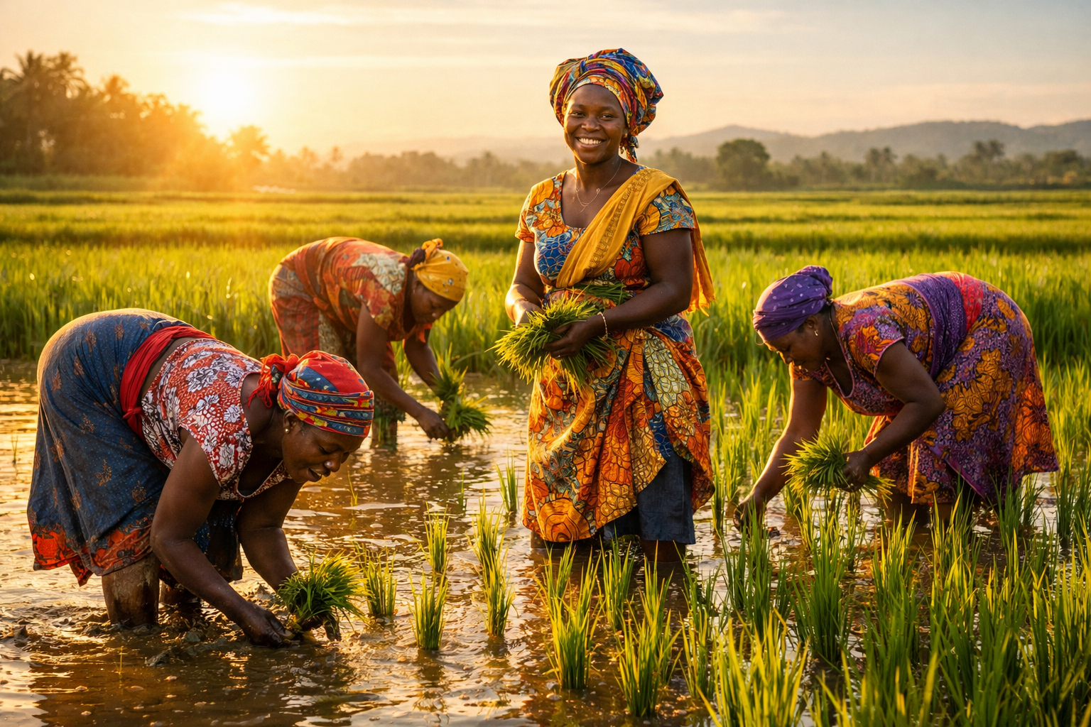 Women working in rice fields