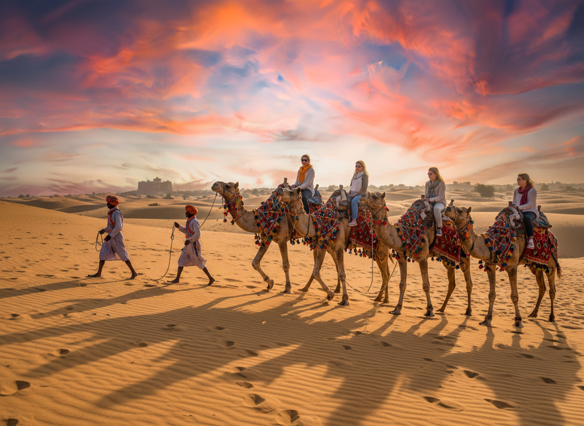 Camel Safari - Traditional desert experience in Rajasthan