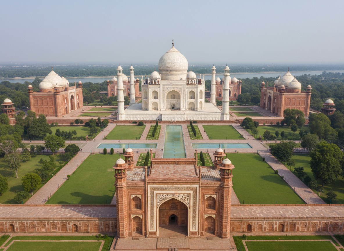 Aerial view of the Taj Mahal complex