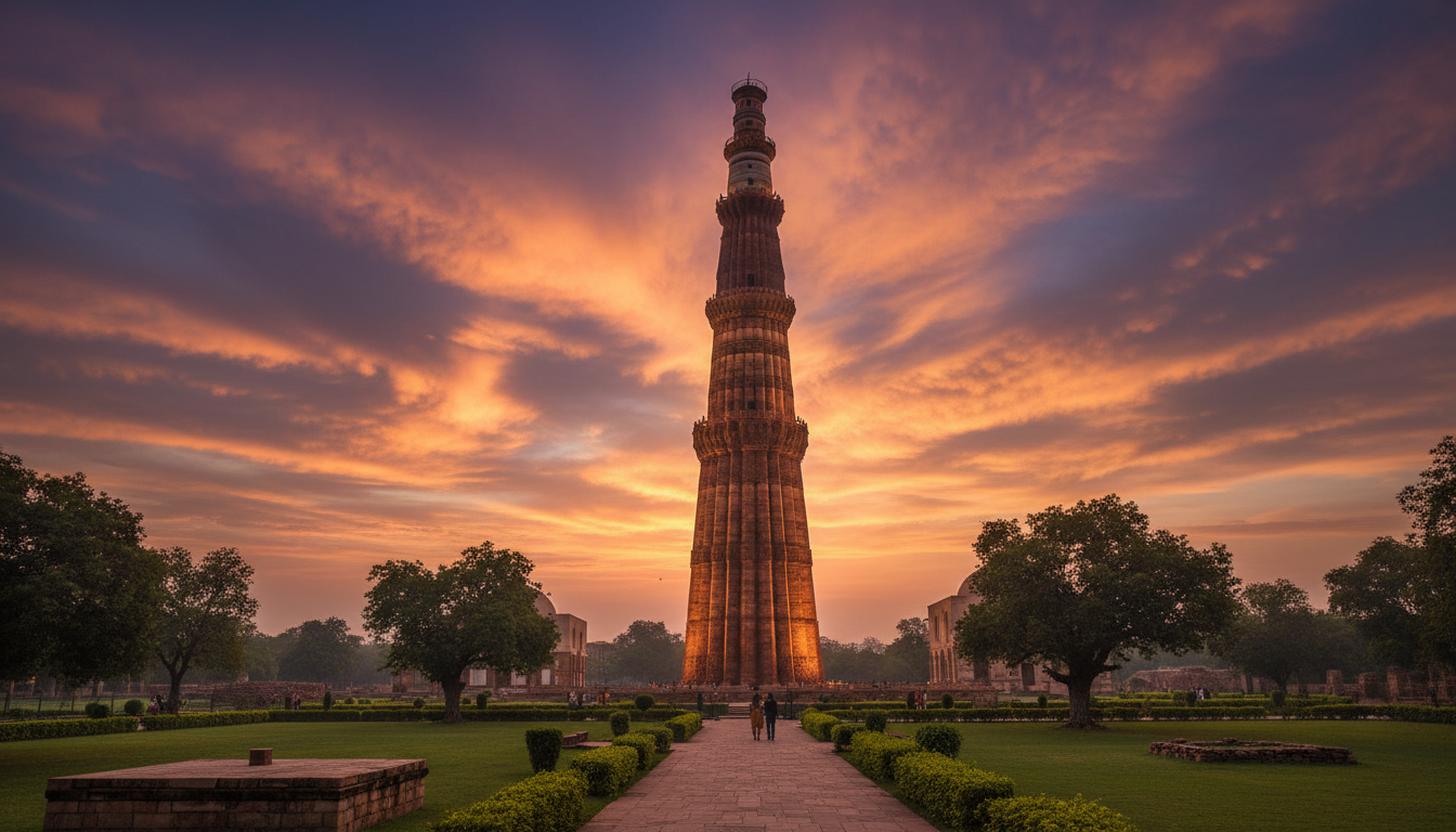 Qutub Minar at sunset