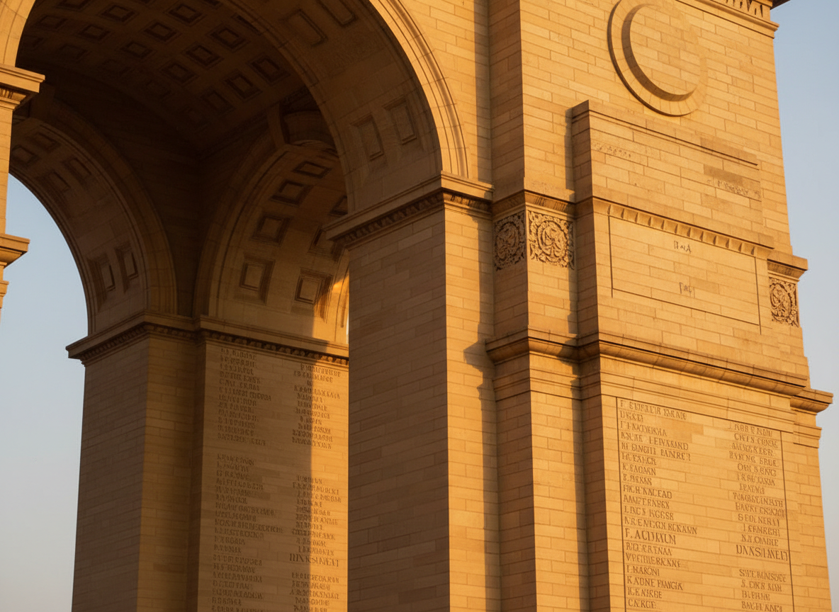 India Gate architectural details and inscriptions
