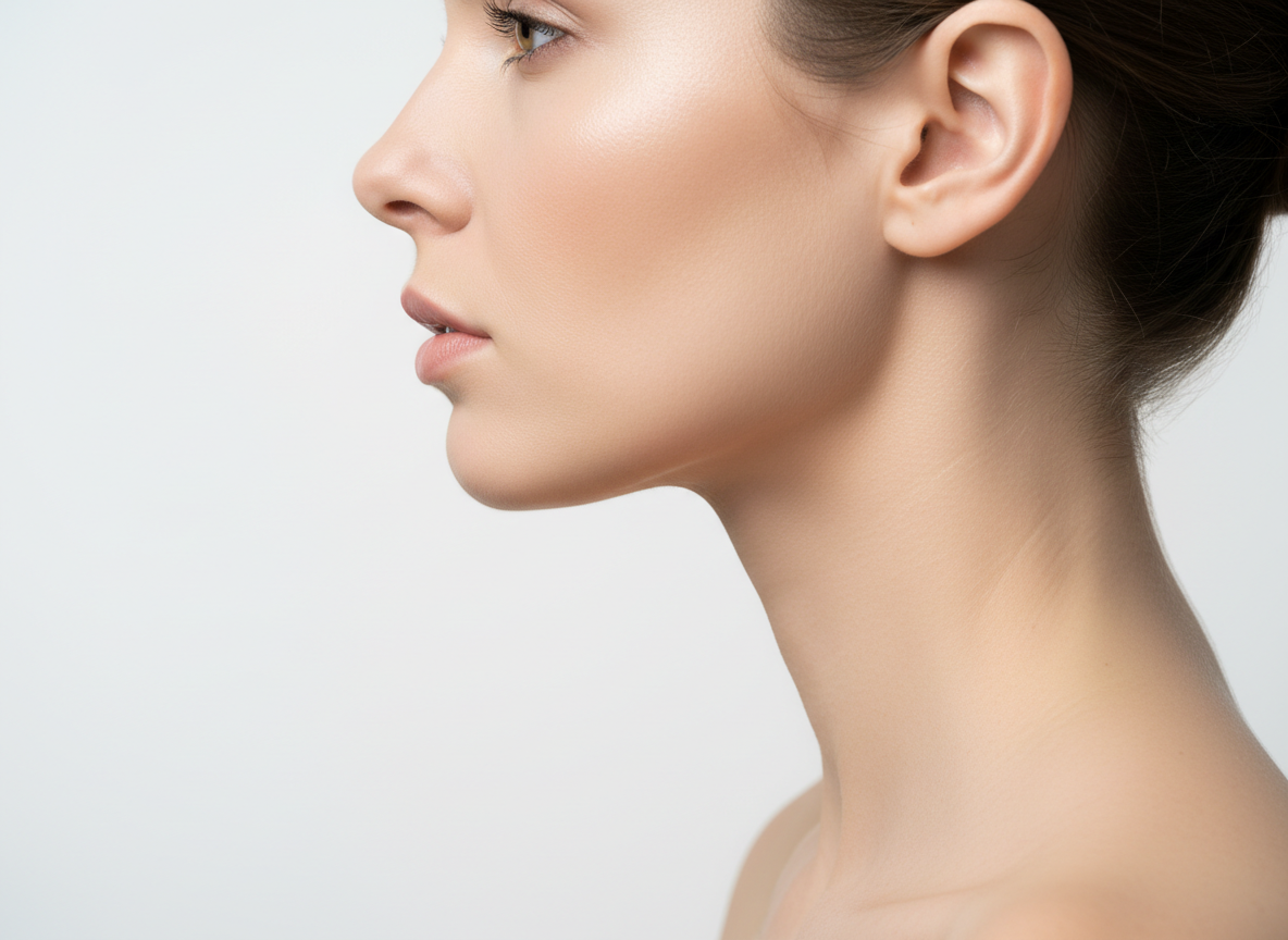 Before and after dermal filler results on jawline showing improved contour and definition