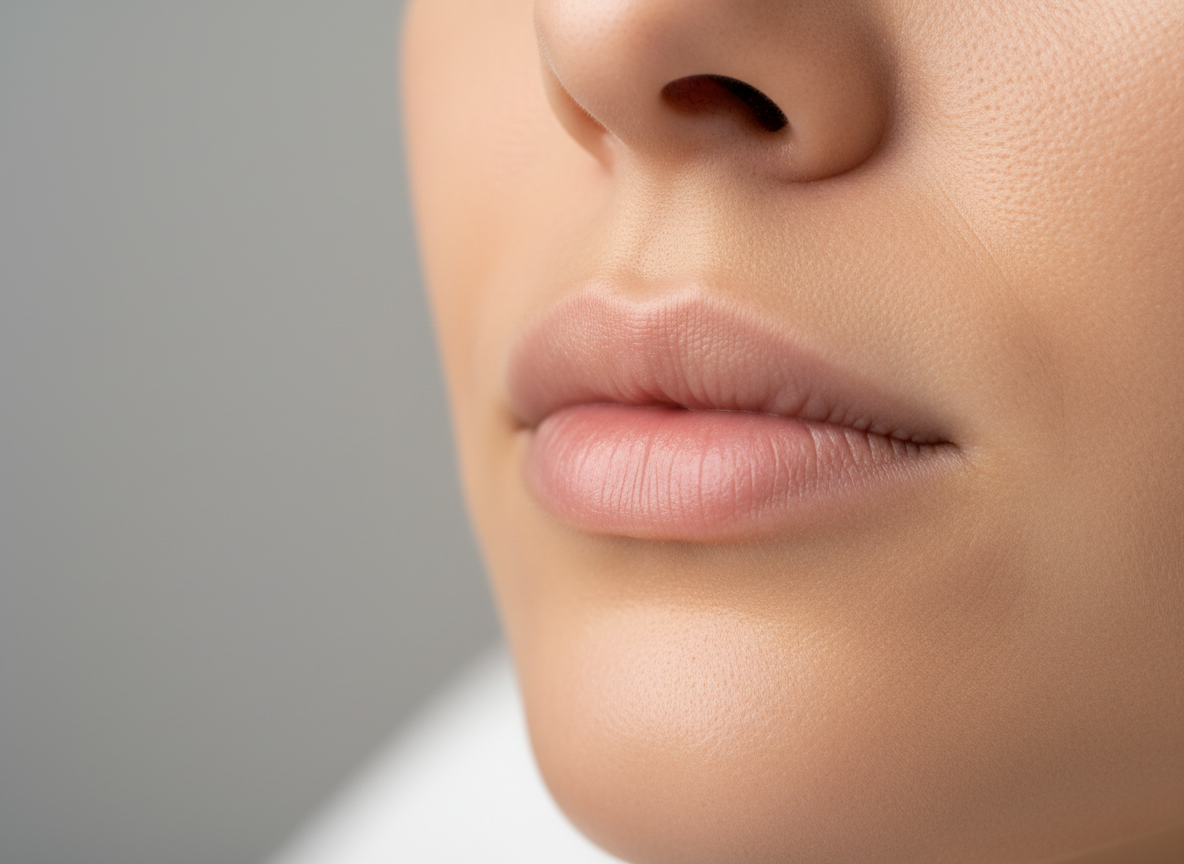 Before and after laser hair removal results on upper lip area showing smooth, hair-free skin