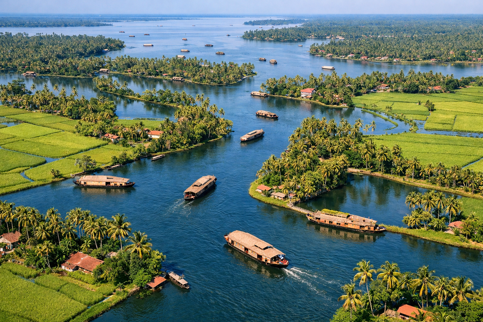 Aerial View Alleppey Backwaters