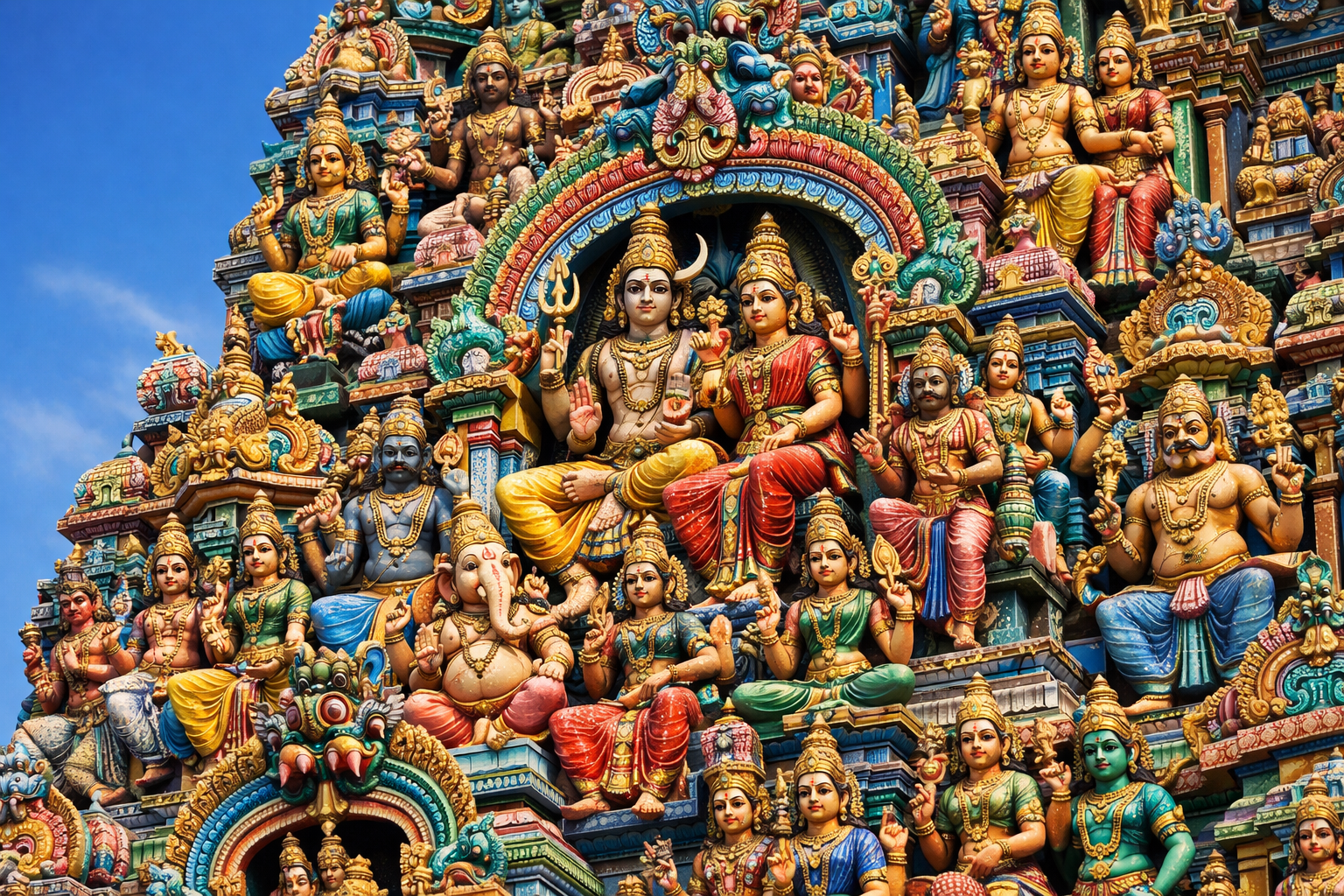 Meenakshi Temple Gopuram Detail