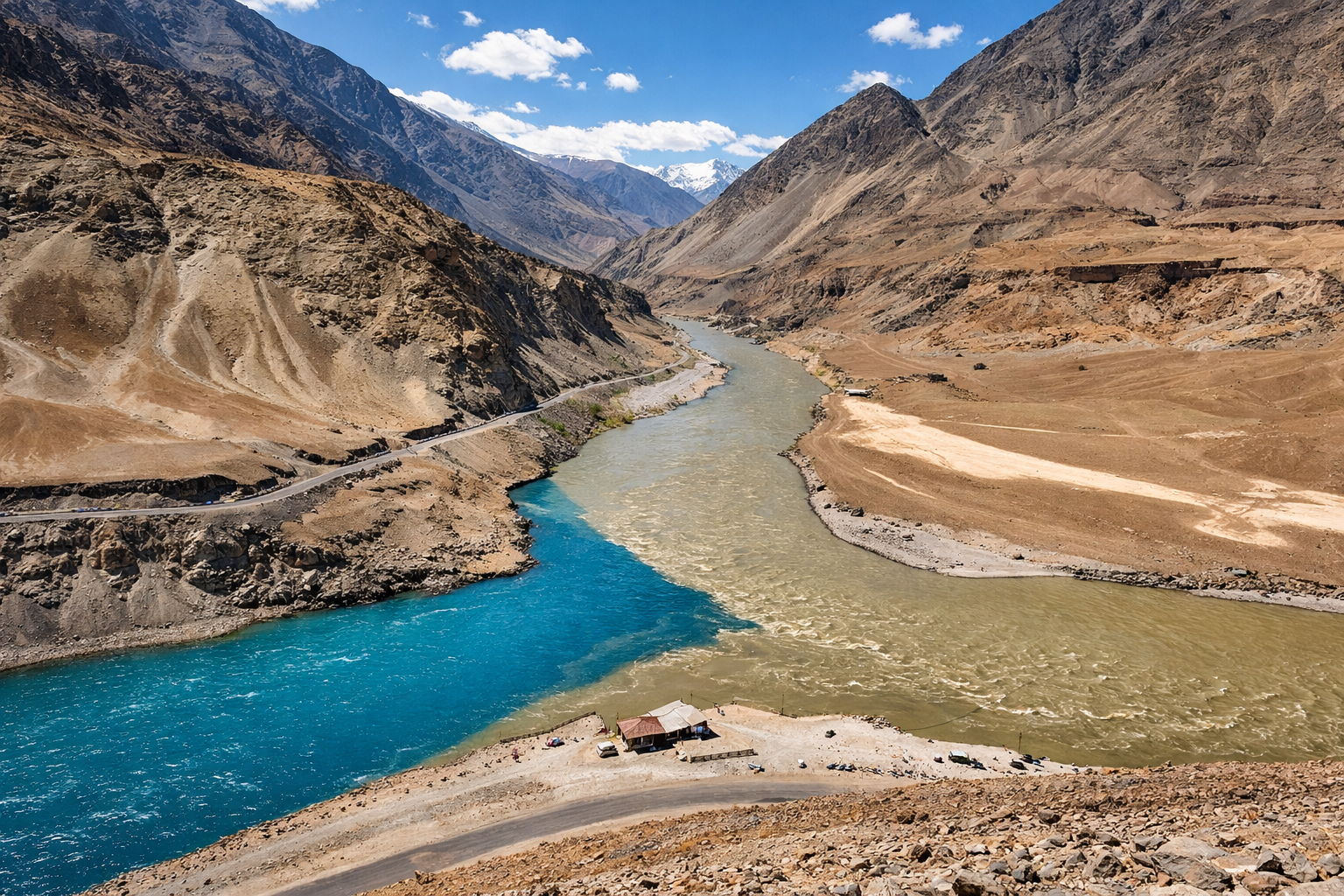 Confluence of Indus and Zanskar Rivers