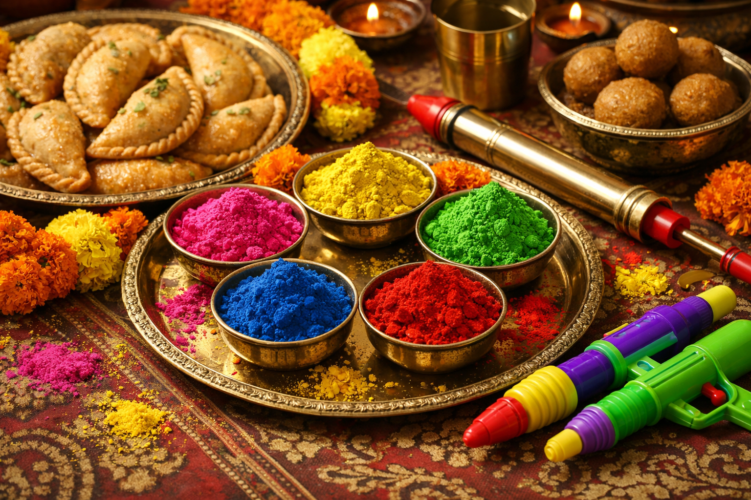 Traditional Holi Items and Colours