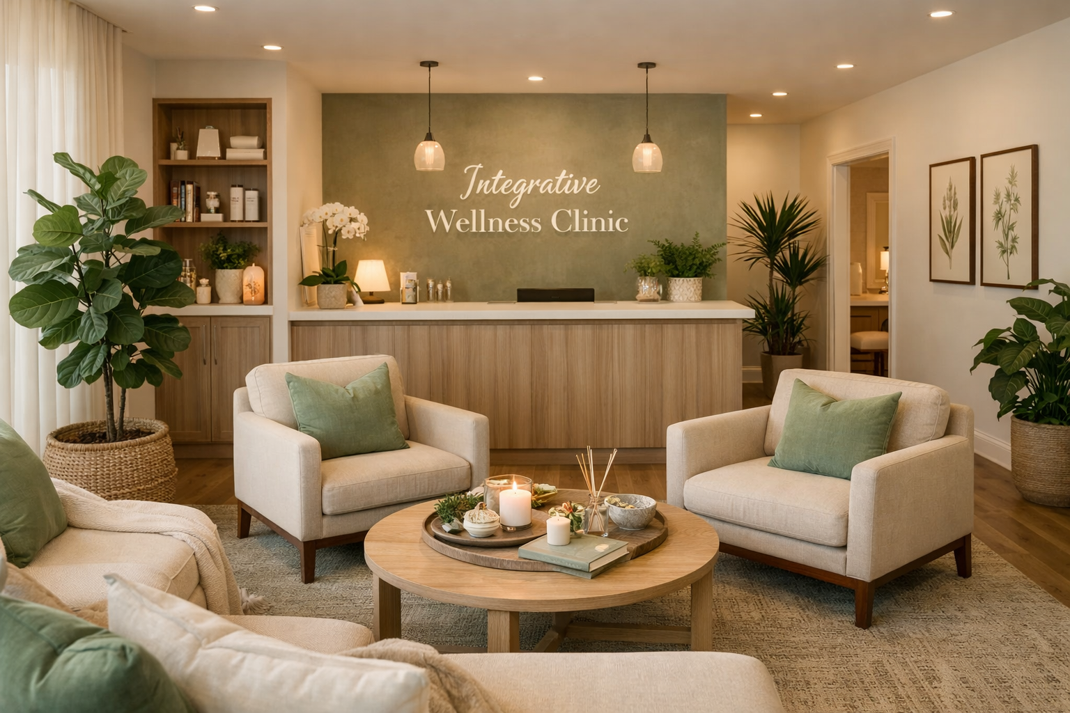 Modern integrative wellness clinic interior