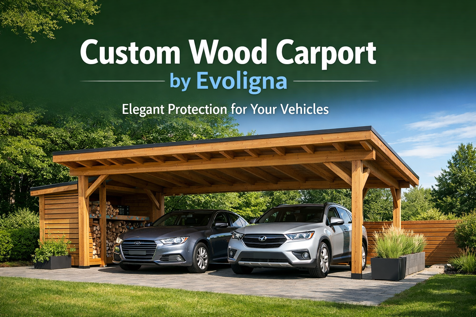 Carport Bois Sur Mesure Evoligna: Protection Élégante pour Vos Véhicules