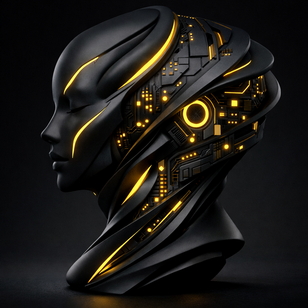 Abstract visualization of AI-powered marketing execution and human mentorship