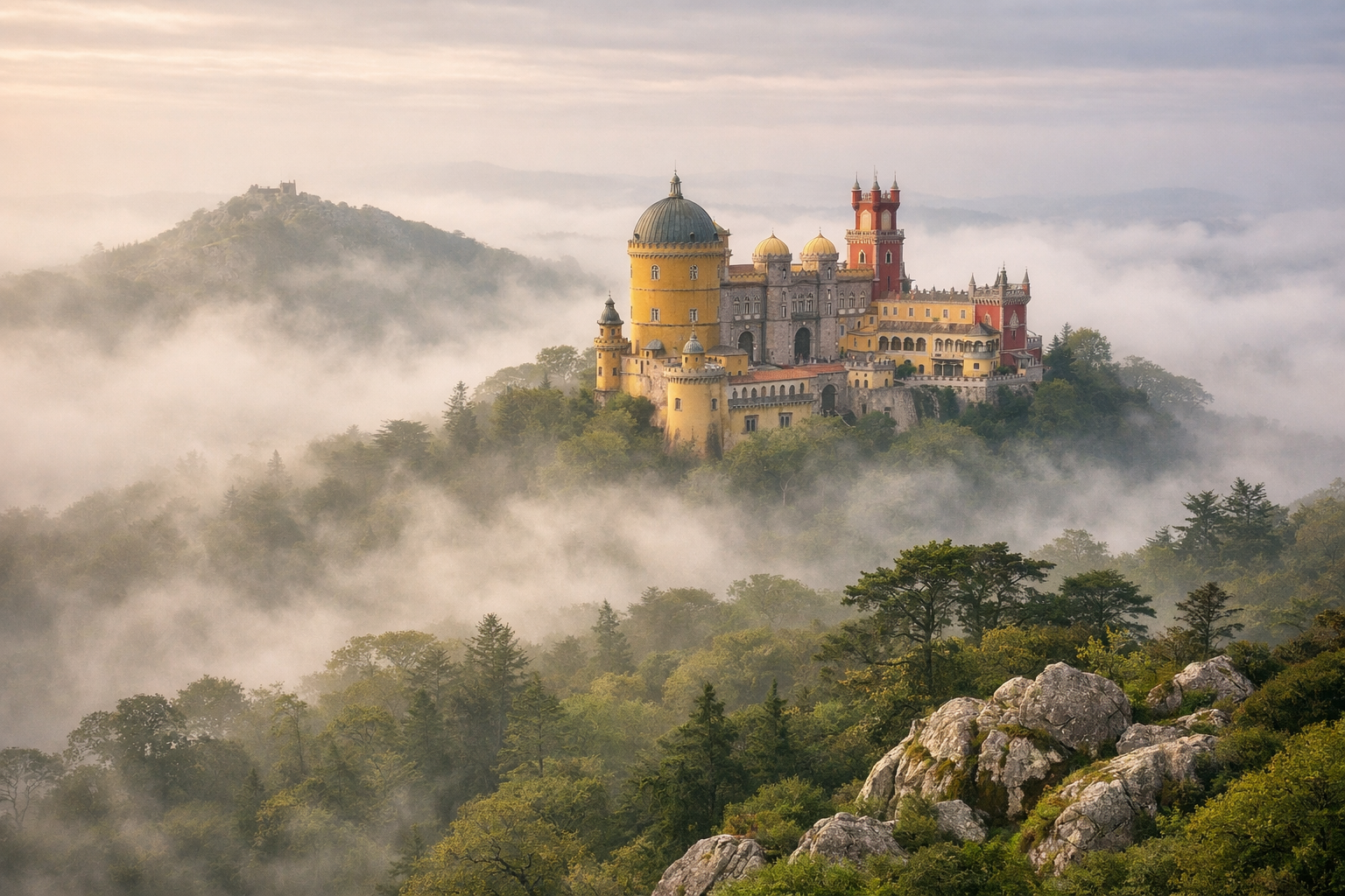 Sintra Pena Palace in mist
