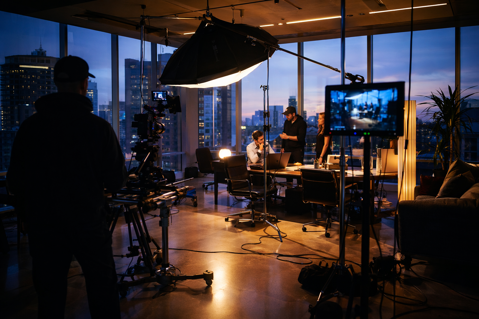 Production crew on set