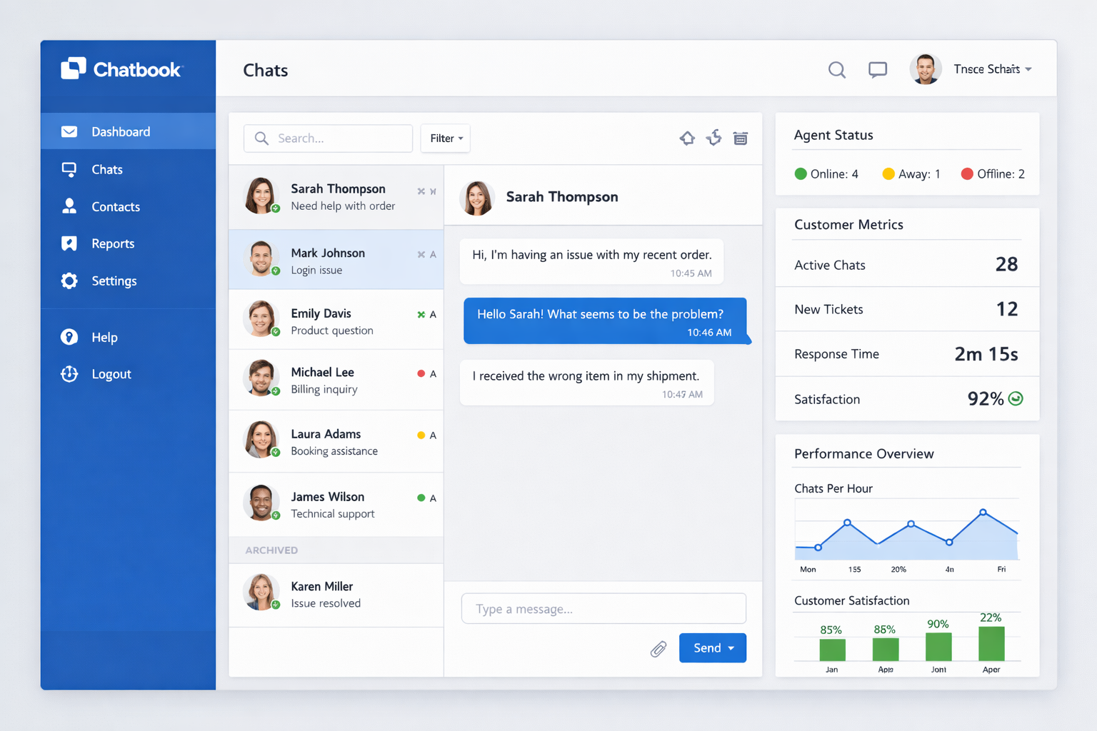 Interface do omnichat