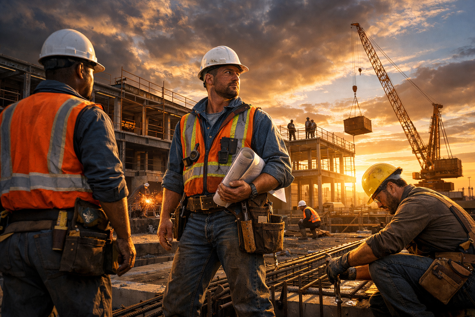 Construction workers on site