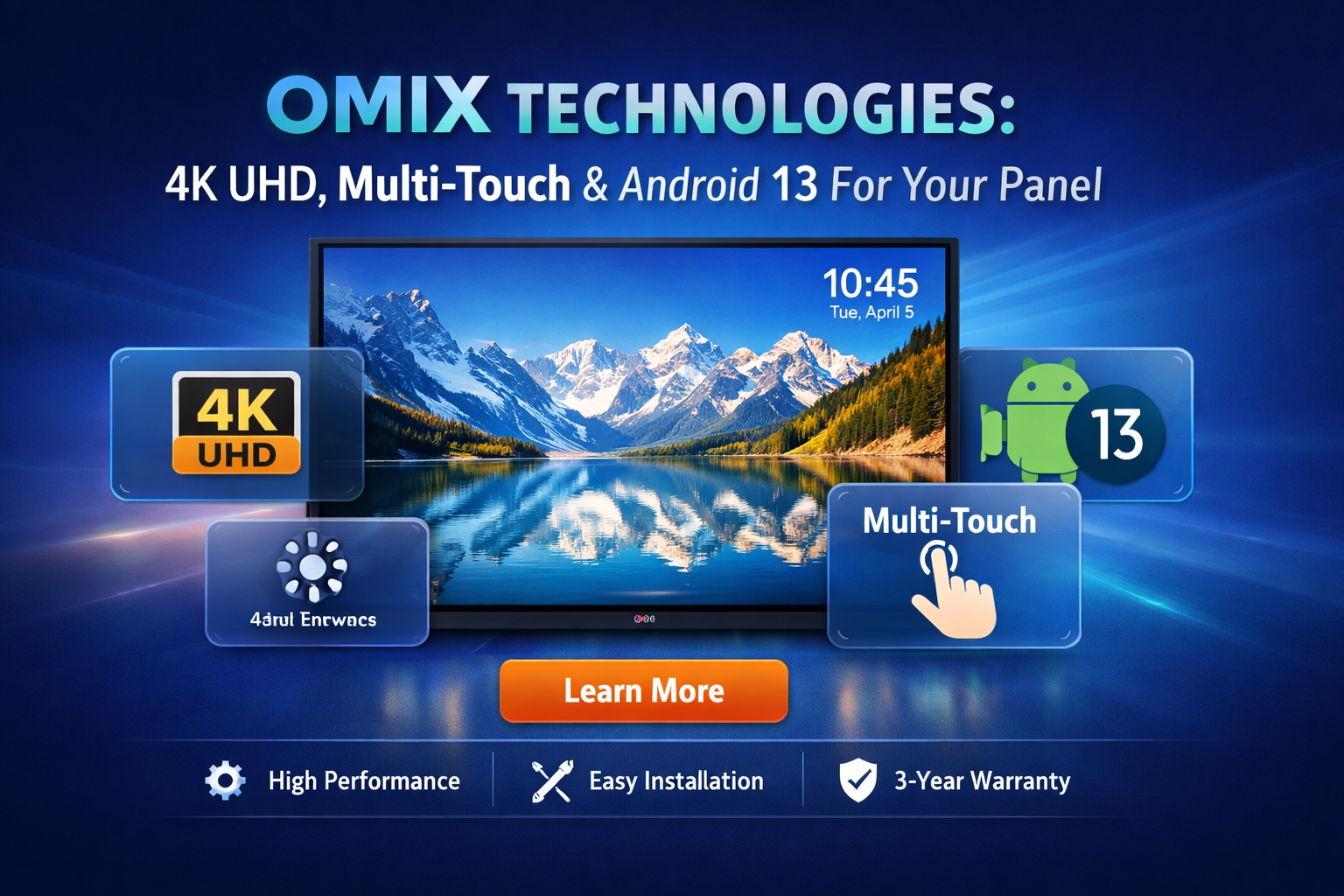 Технологии OMIX: 4K UHD, Мультитач и Android 14 для Вашей Панели