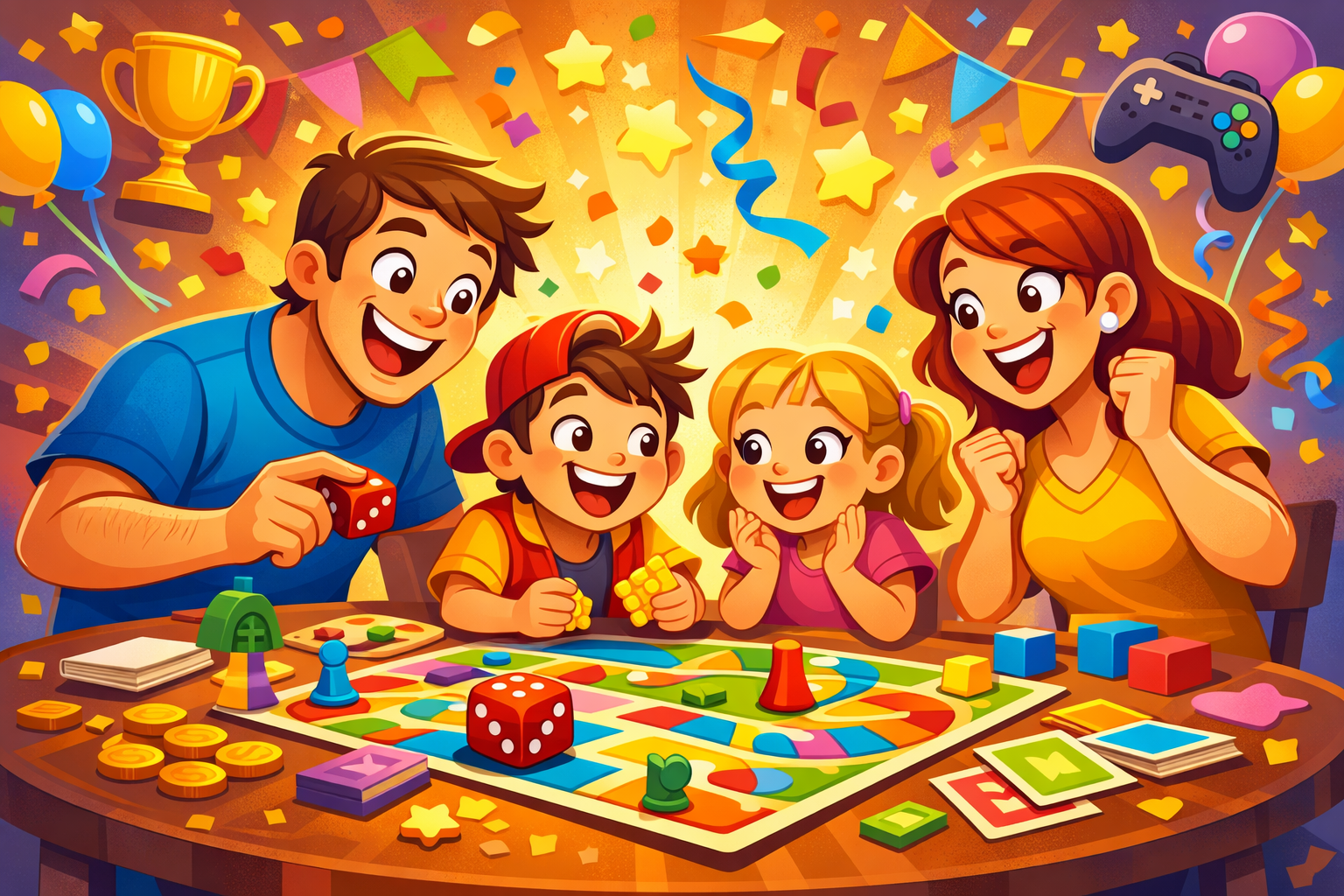 Family playing games together