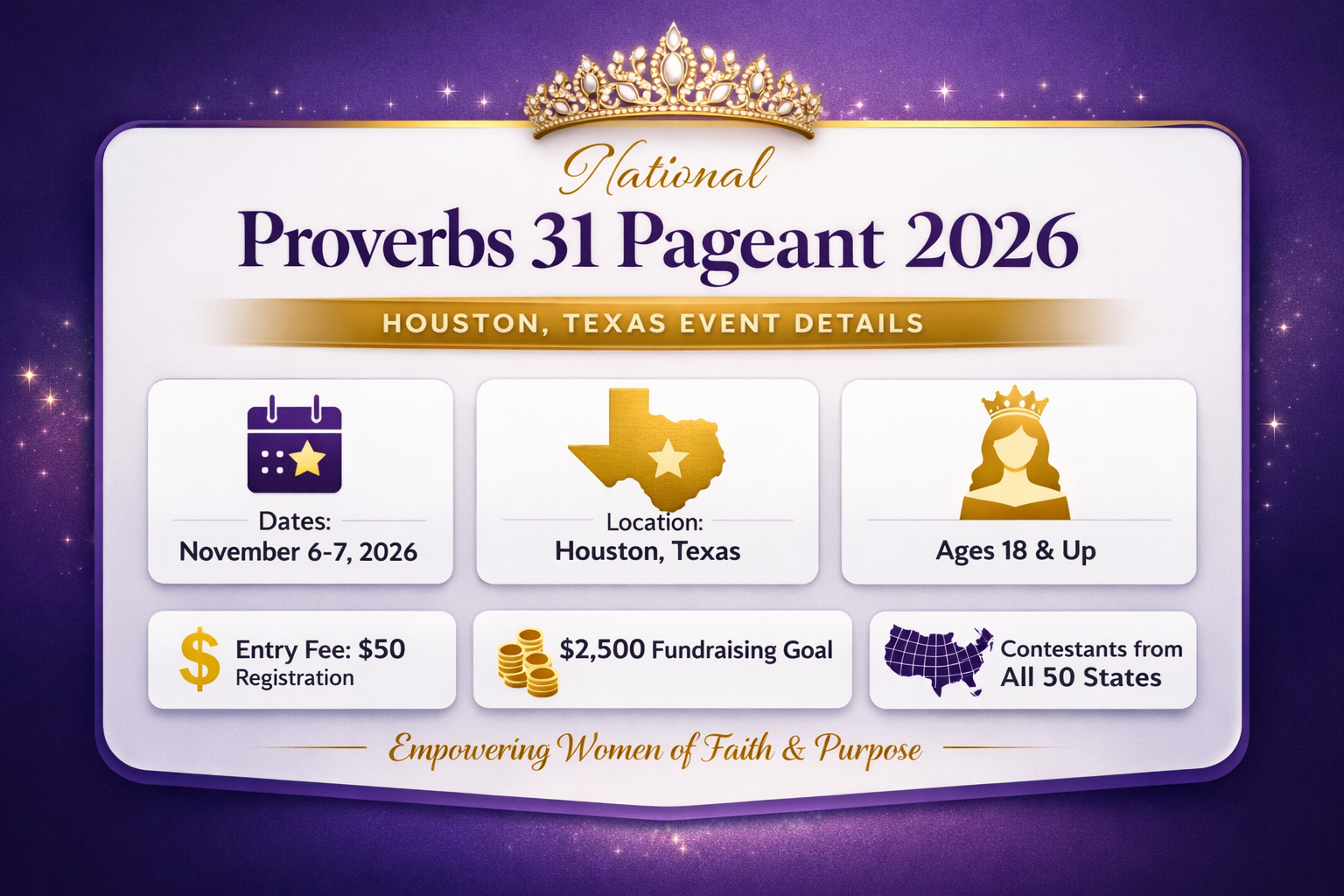 National Proverbs 31 Pageant 2026: Houston, Texas Event Details