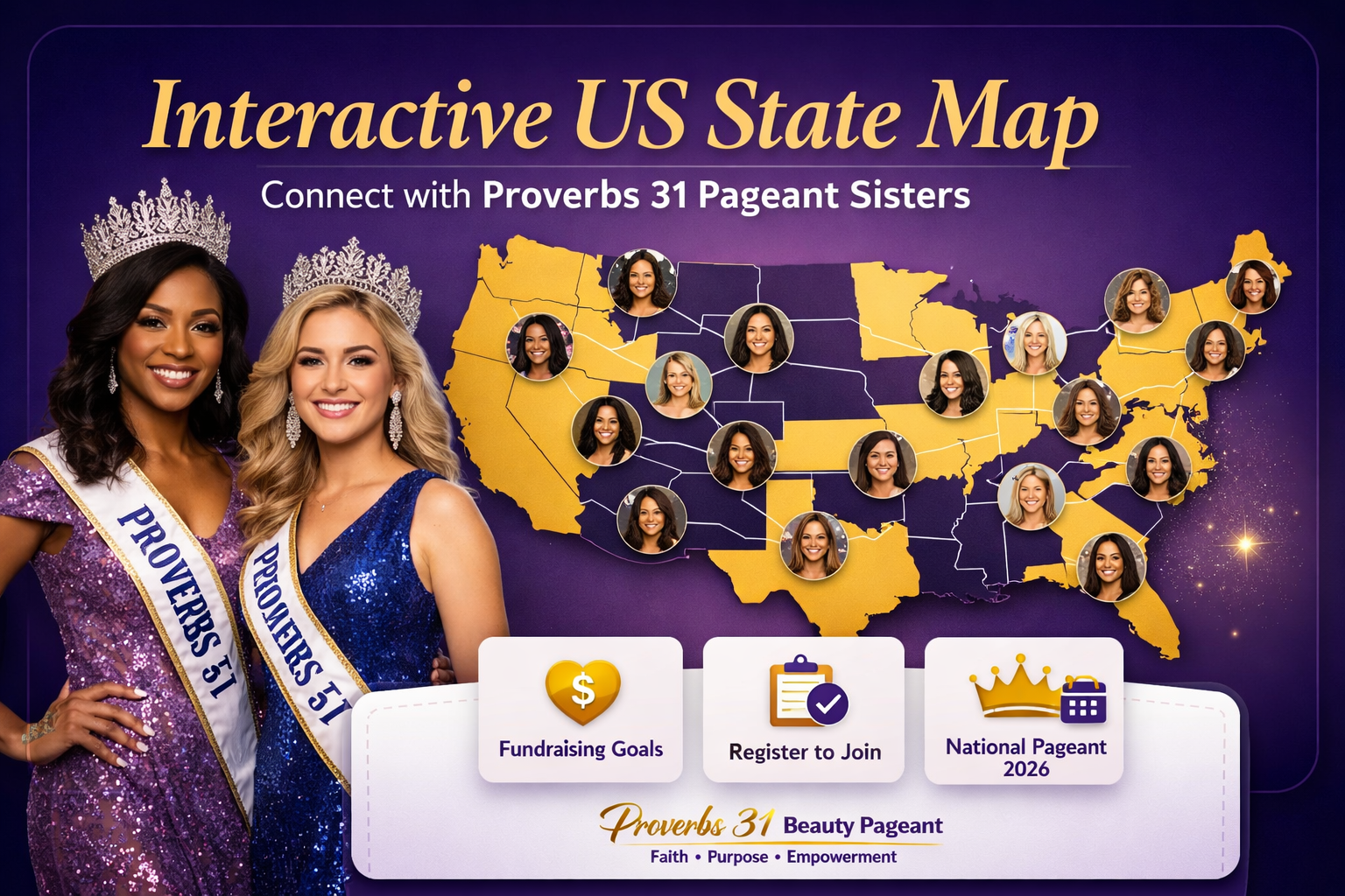 Interactive US State Map: Connect with Proverbs 31 Pageant Sisters