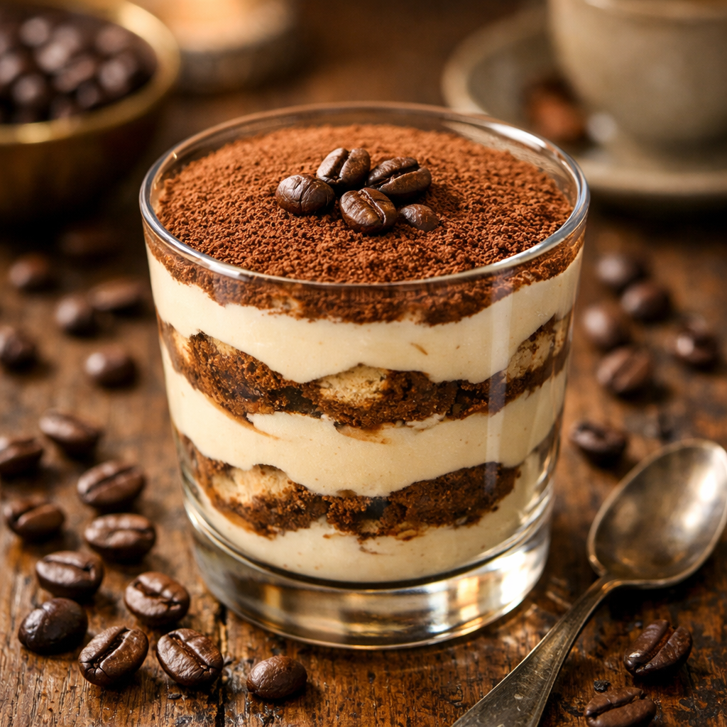 Classic Italian tiramisu with mascarpone and espresso