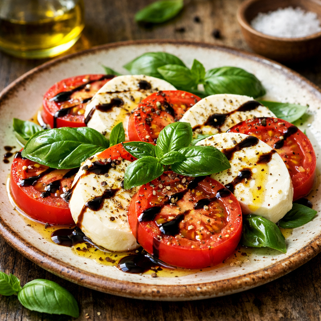 Caprese salad with buffalo mozzarella and heirloom tomatoes