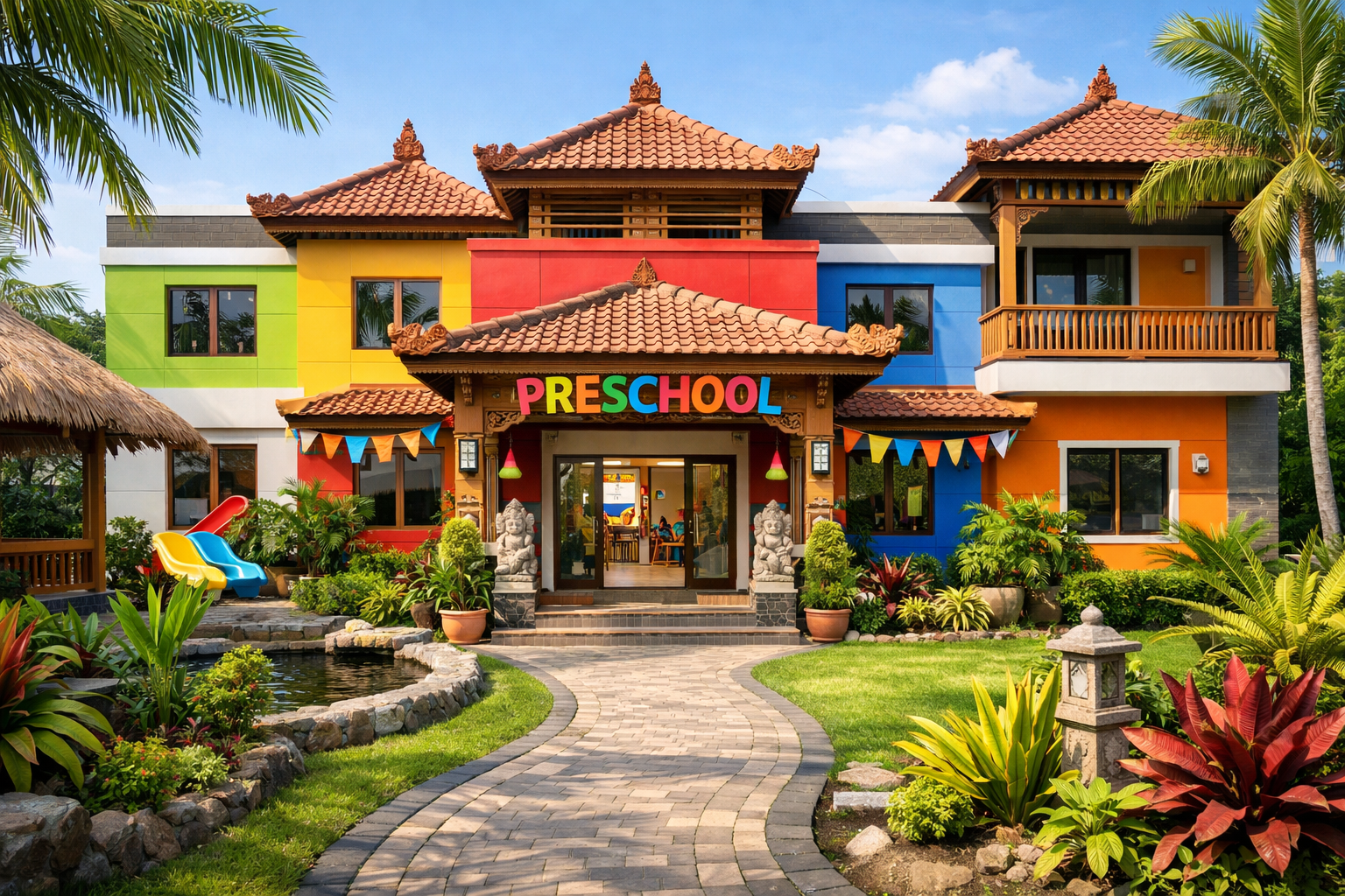 Modern tropical exterior of Bethel Preschool facility
