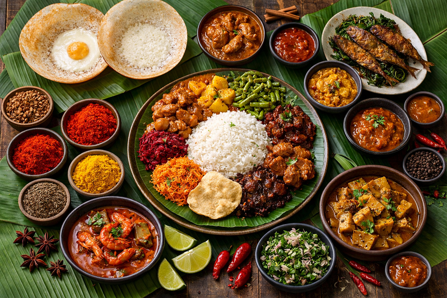 Sri Lankan cuisine spread
