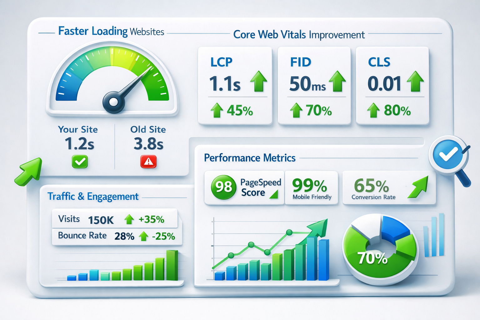 Performance benchmark dashboard showing Cloudways speed metrics
