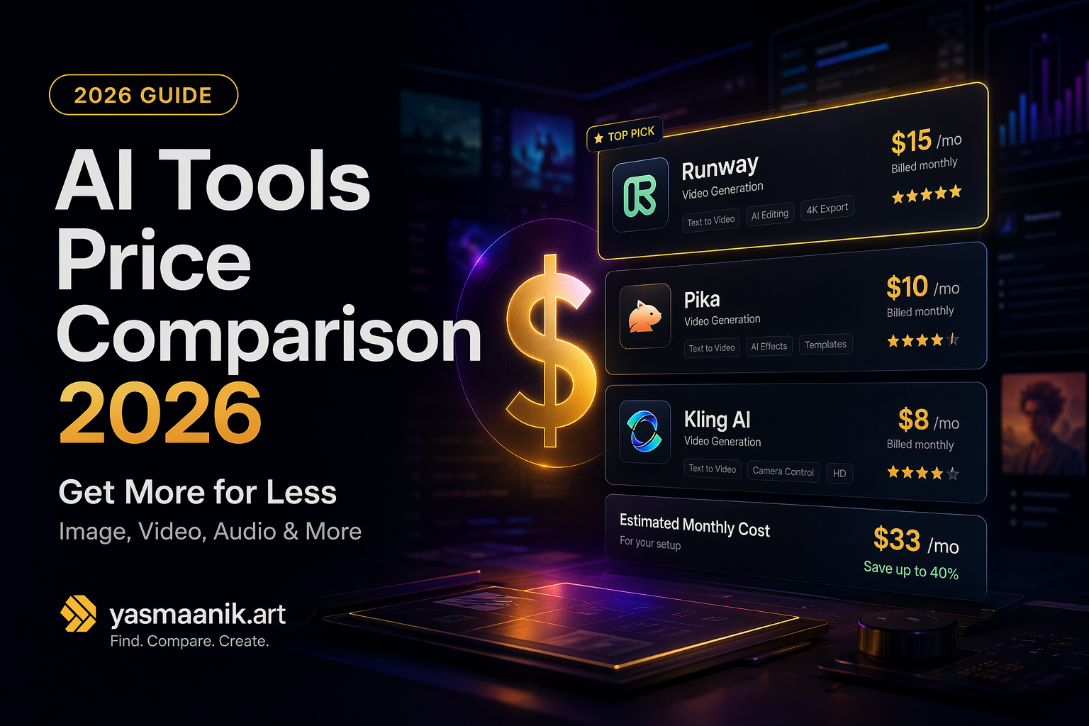 AI Tools Price Comparison 2026: Get More for Less (Image, Video, Audio & More)