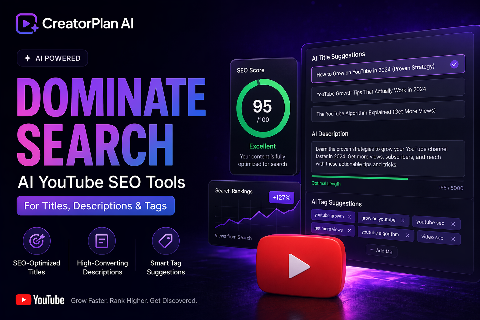Dominate Search: AI YouTube SEO Tools for Titles, Descriptions & Tags