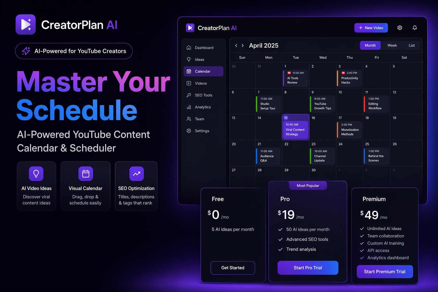 Master Your Schedule: AI-Powered YouTube Content Calendar & Scheduler