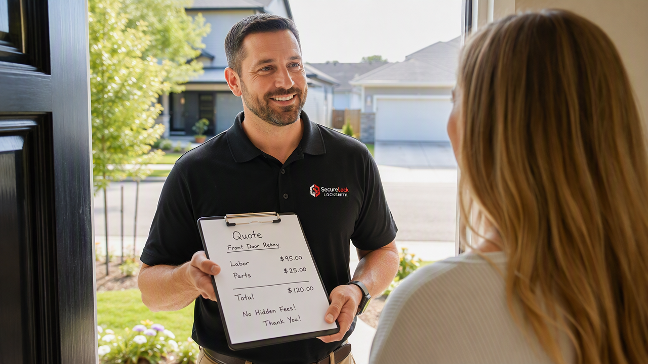 Locksmith providing a transparent price quote to a Melbourne customer