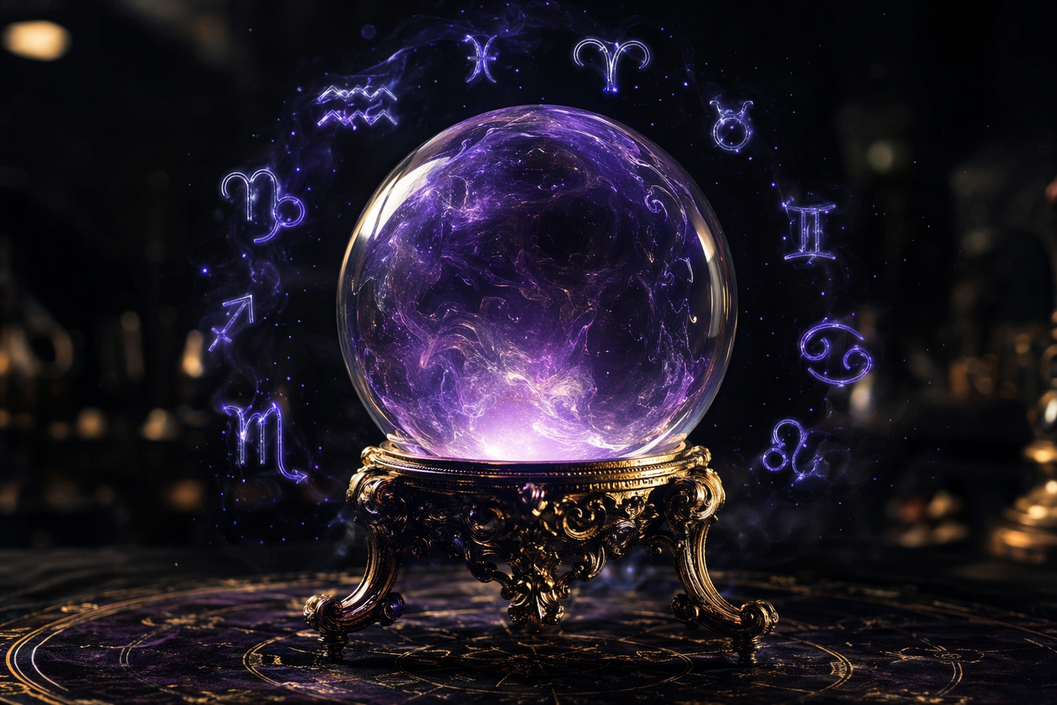 Crystal Ball with Zodiac Symbols