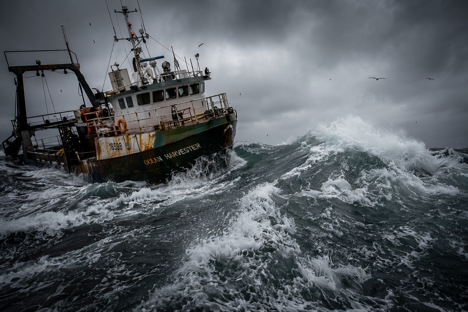 Ship in rough seas