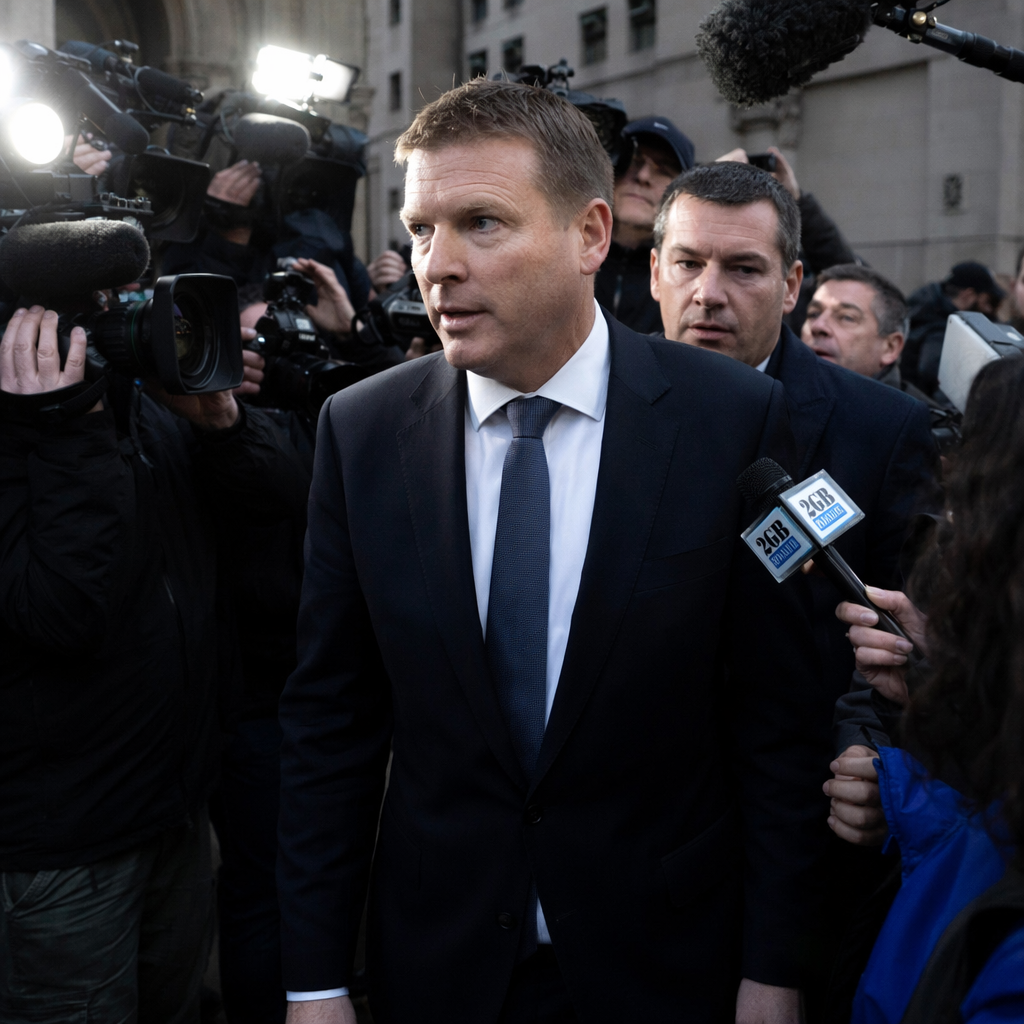 Press scrum around executive