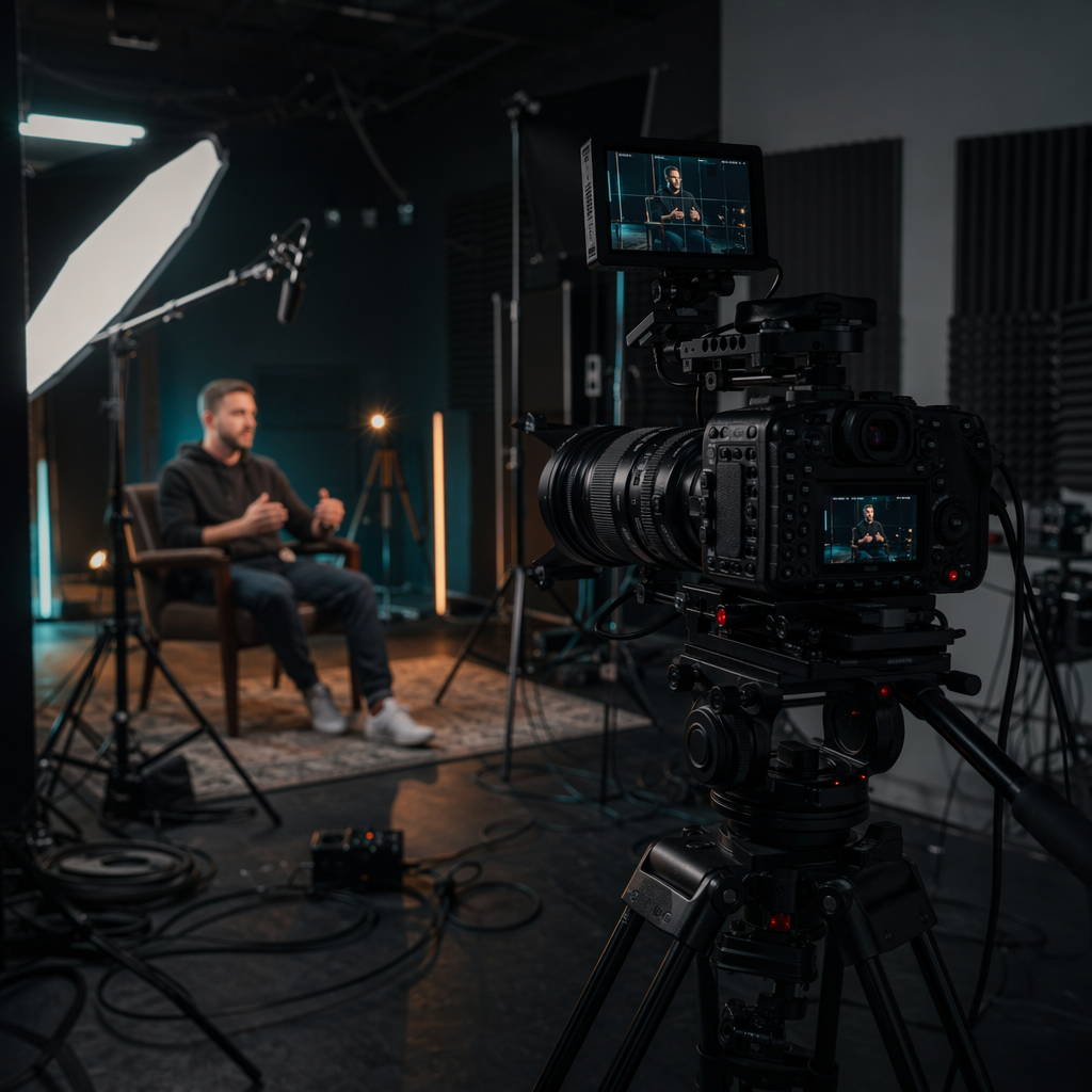 Film crew in studio