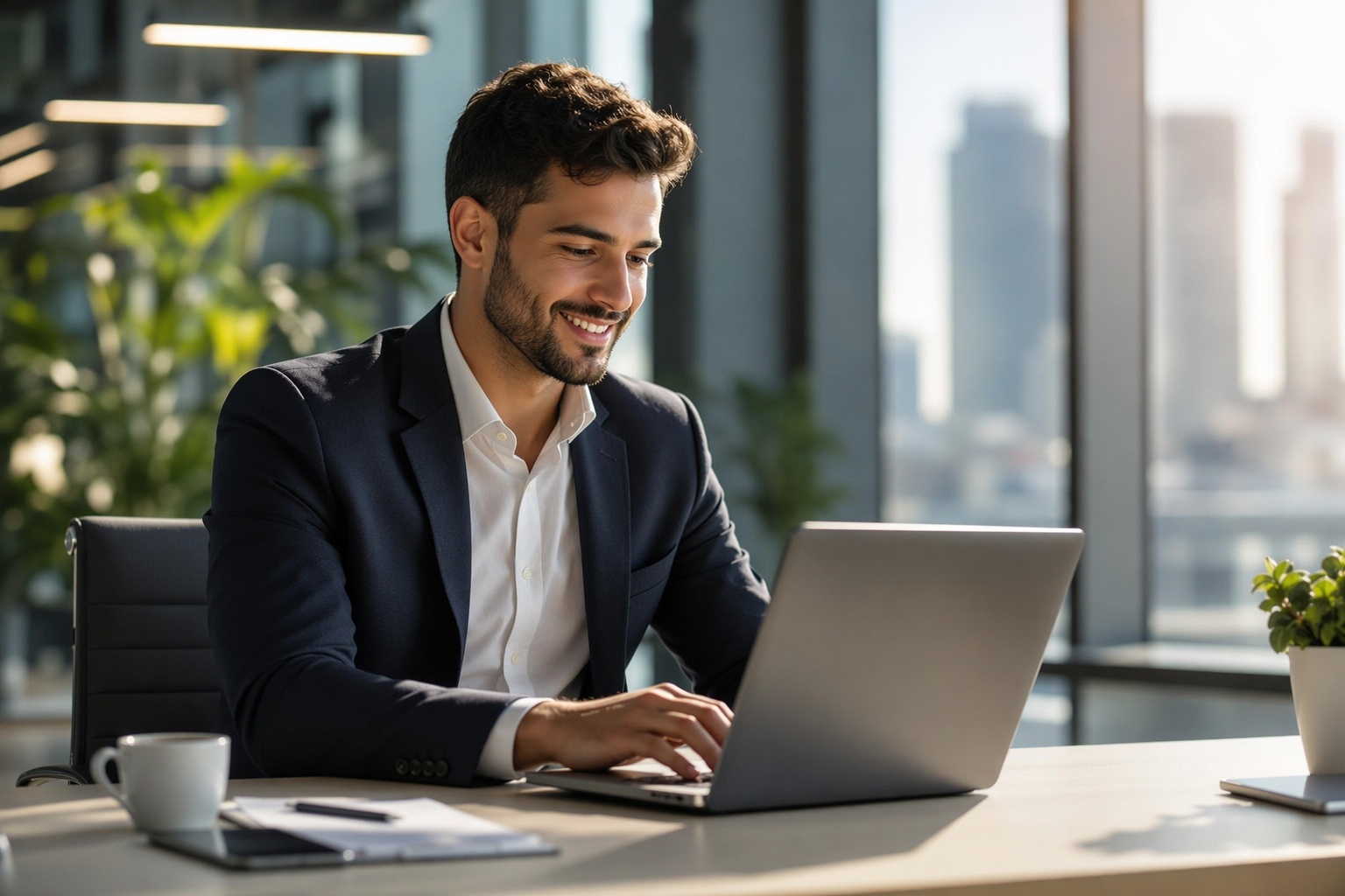 Empreendedor de sucesso usando marketing digital