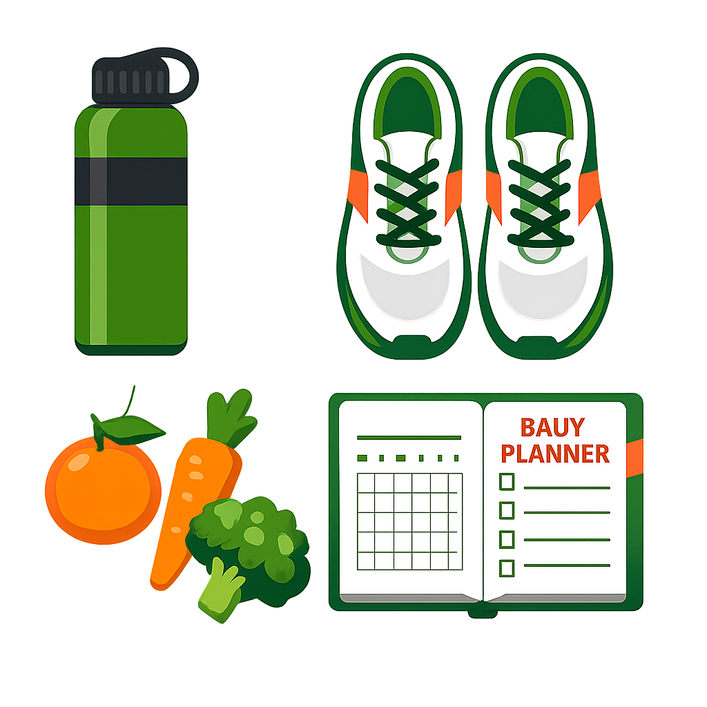 Estilo de vida saudável - alimentação equilibrada e exercícios