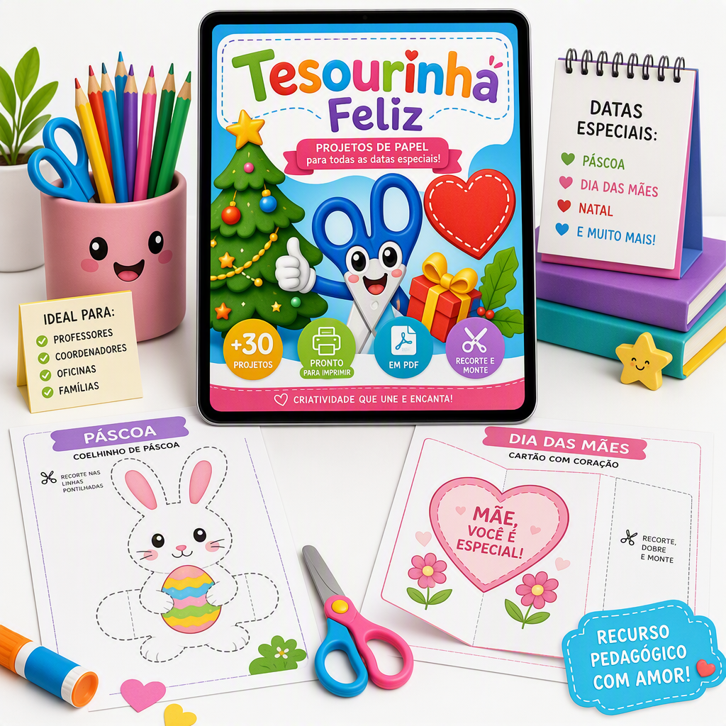 Ebook Tesourinha Feliz - Atividades de Recorte para Datas Comemorativas