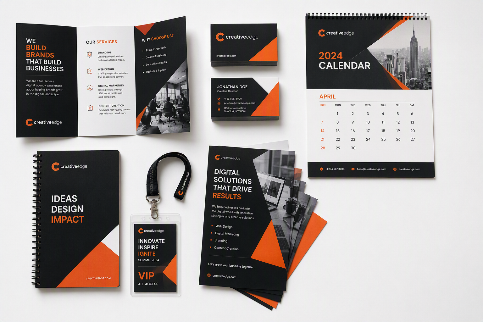Cartes de visite, dépliants, flyers, badge PVC et calendrier imprimés