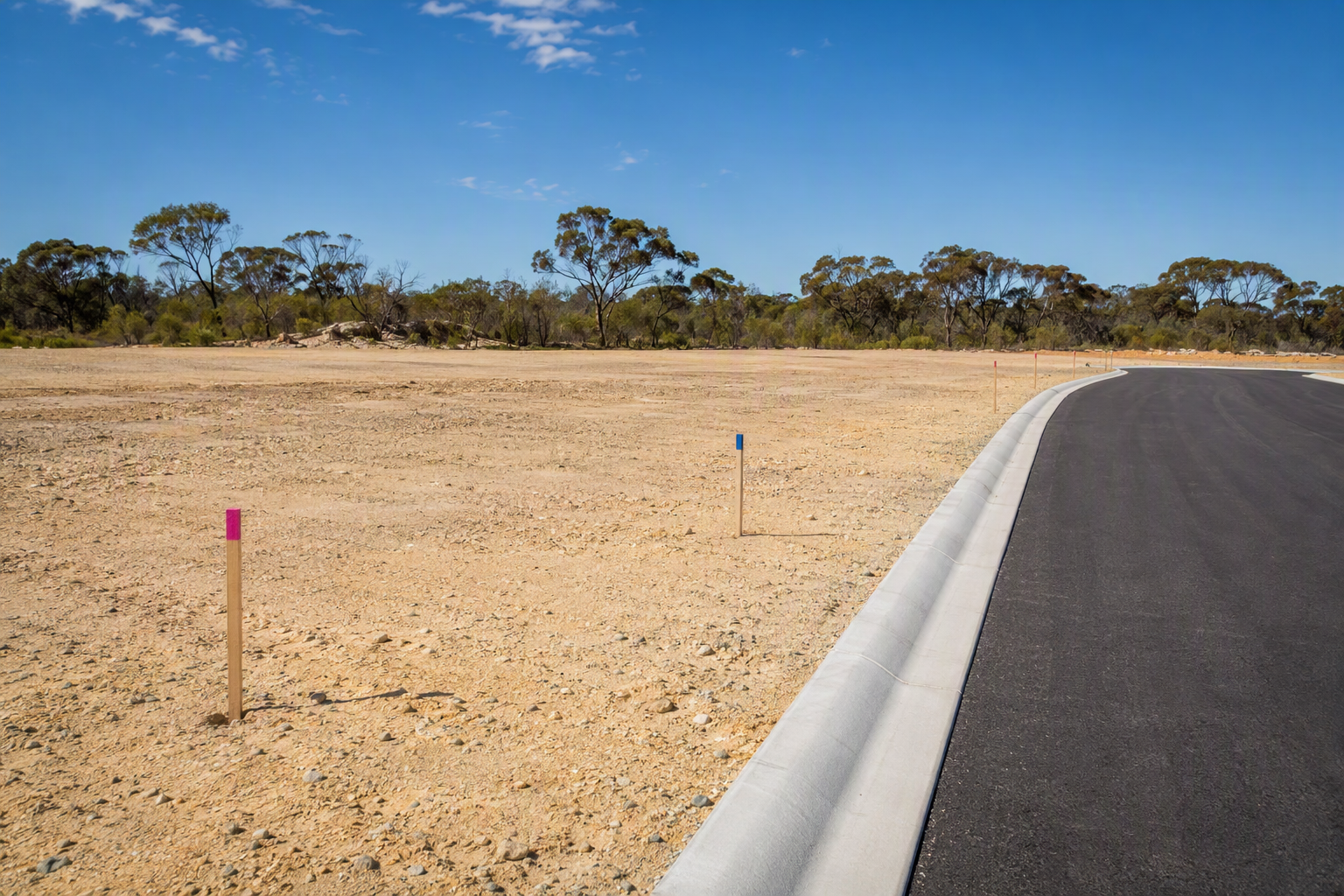 Vacant residential lots in a Western Australian land estate before construction begins