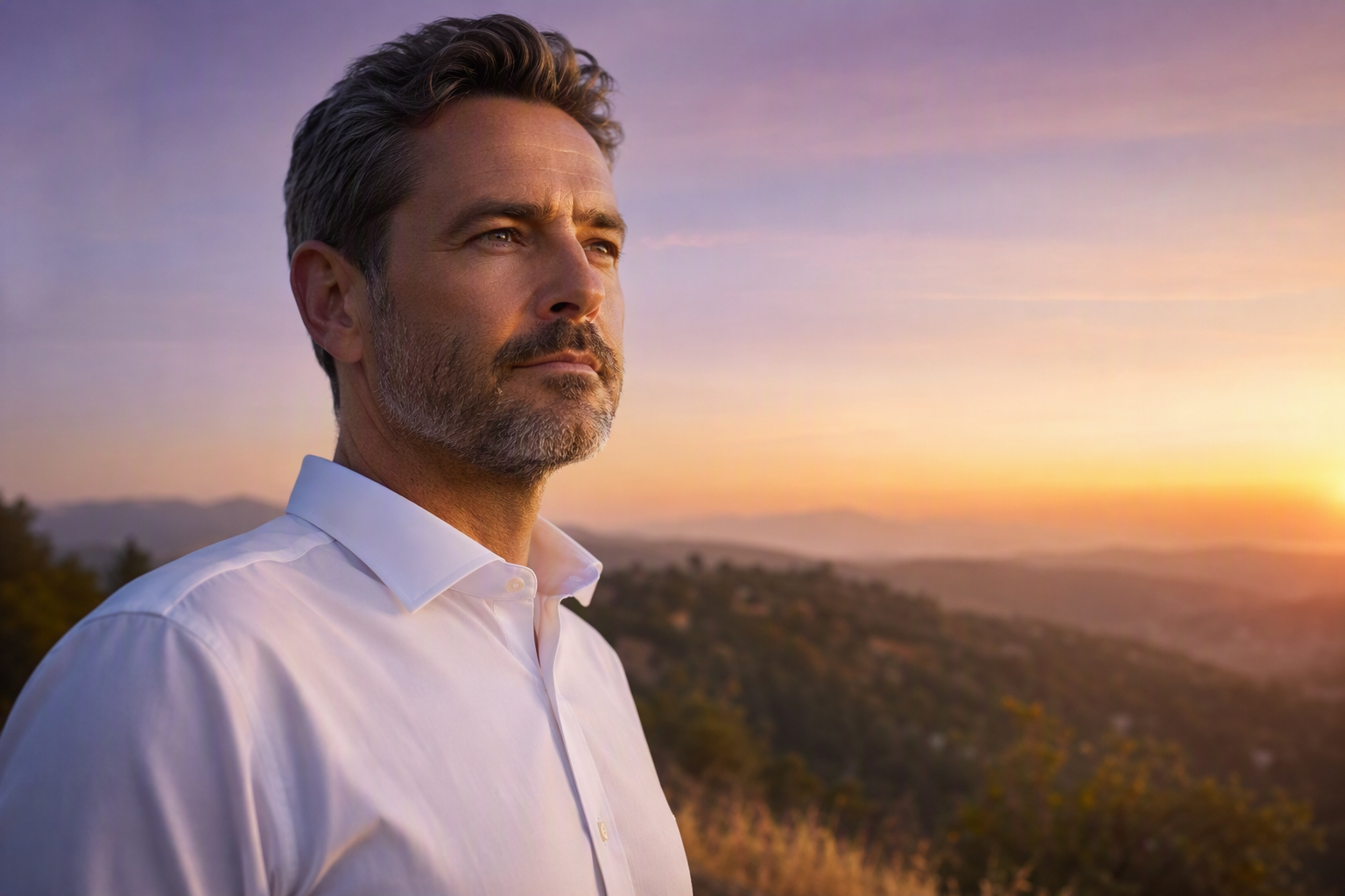 Professional man pausing at sunrise to begin the 12 Day LGIR Reset