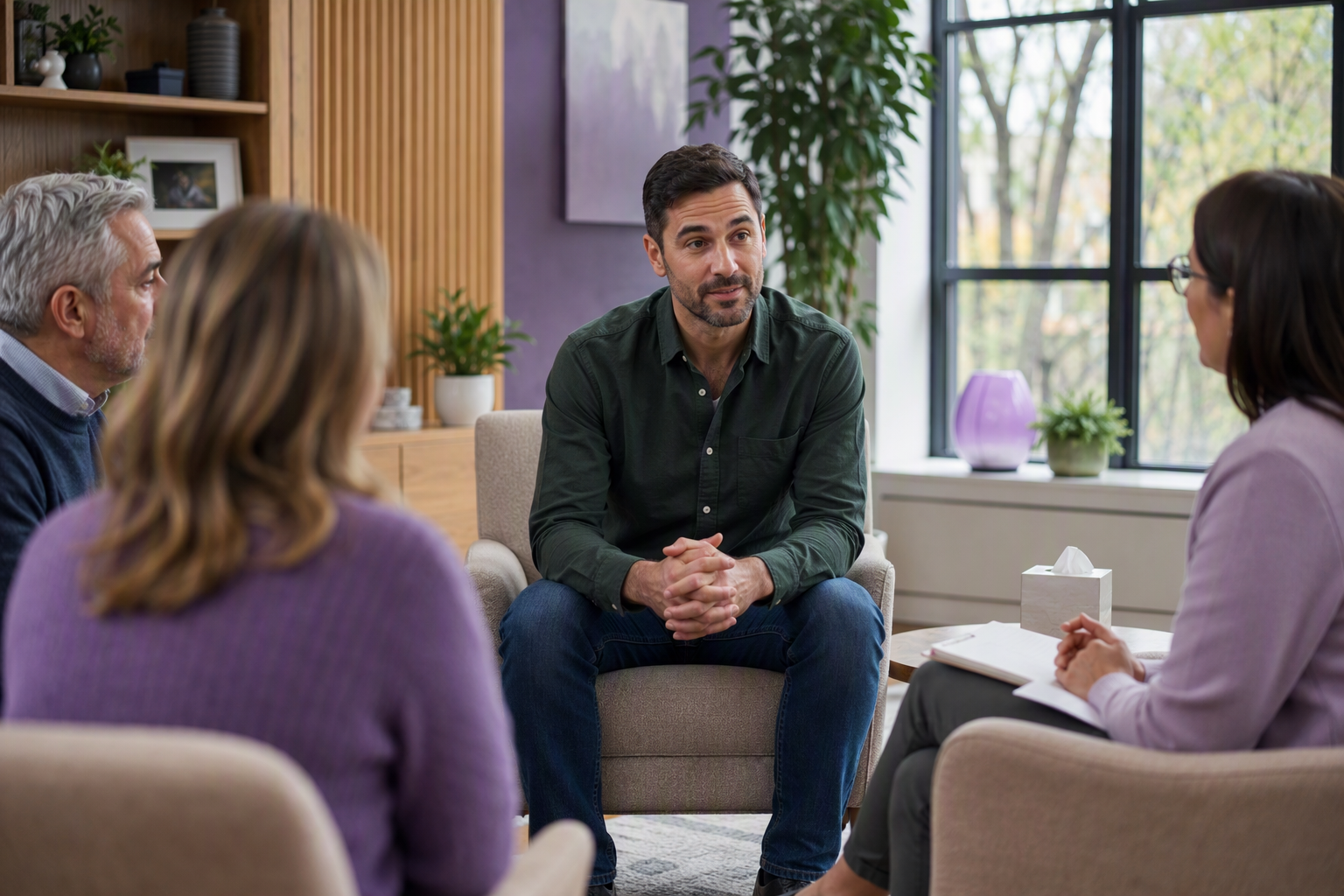 Family joining a counseling session together