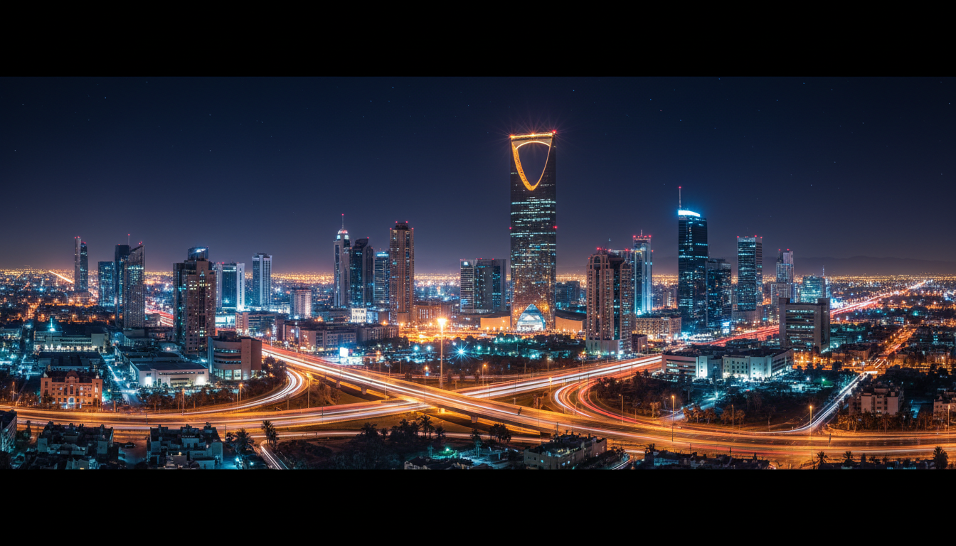 Riyadh city panorama at night