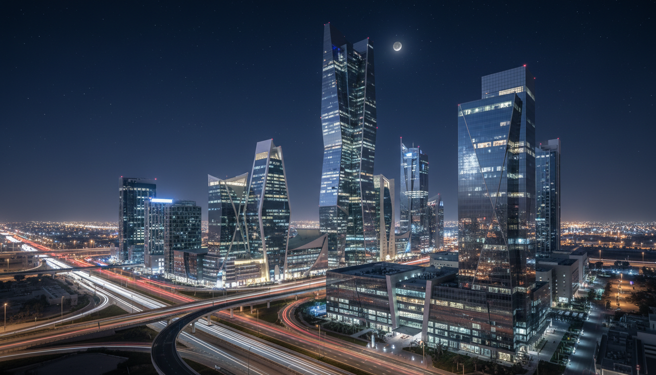 Riyadh financial district at night