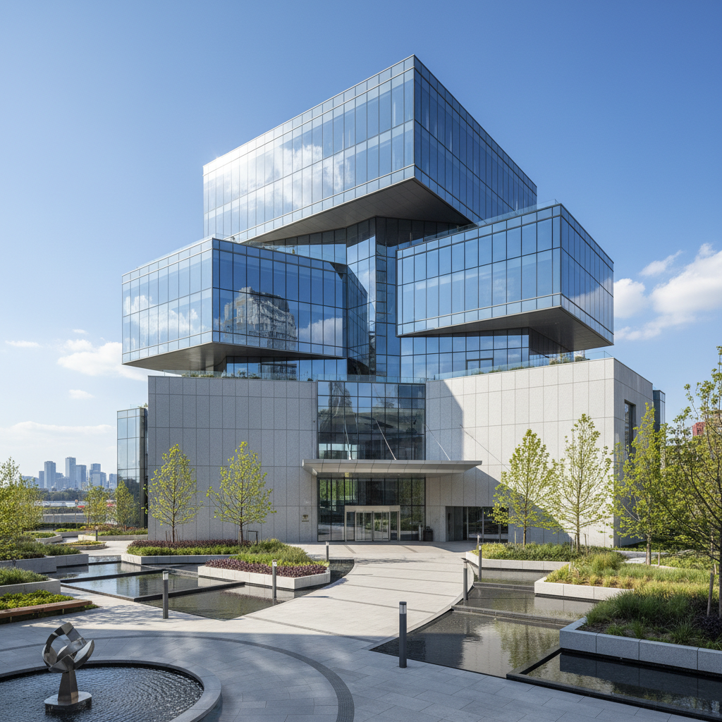 Completed modern commercial building