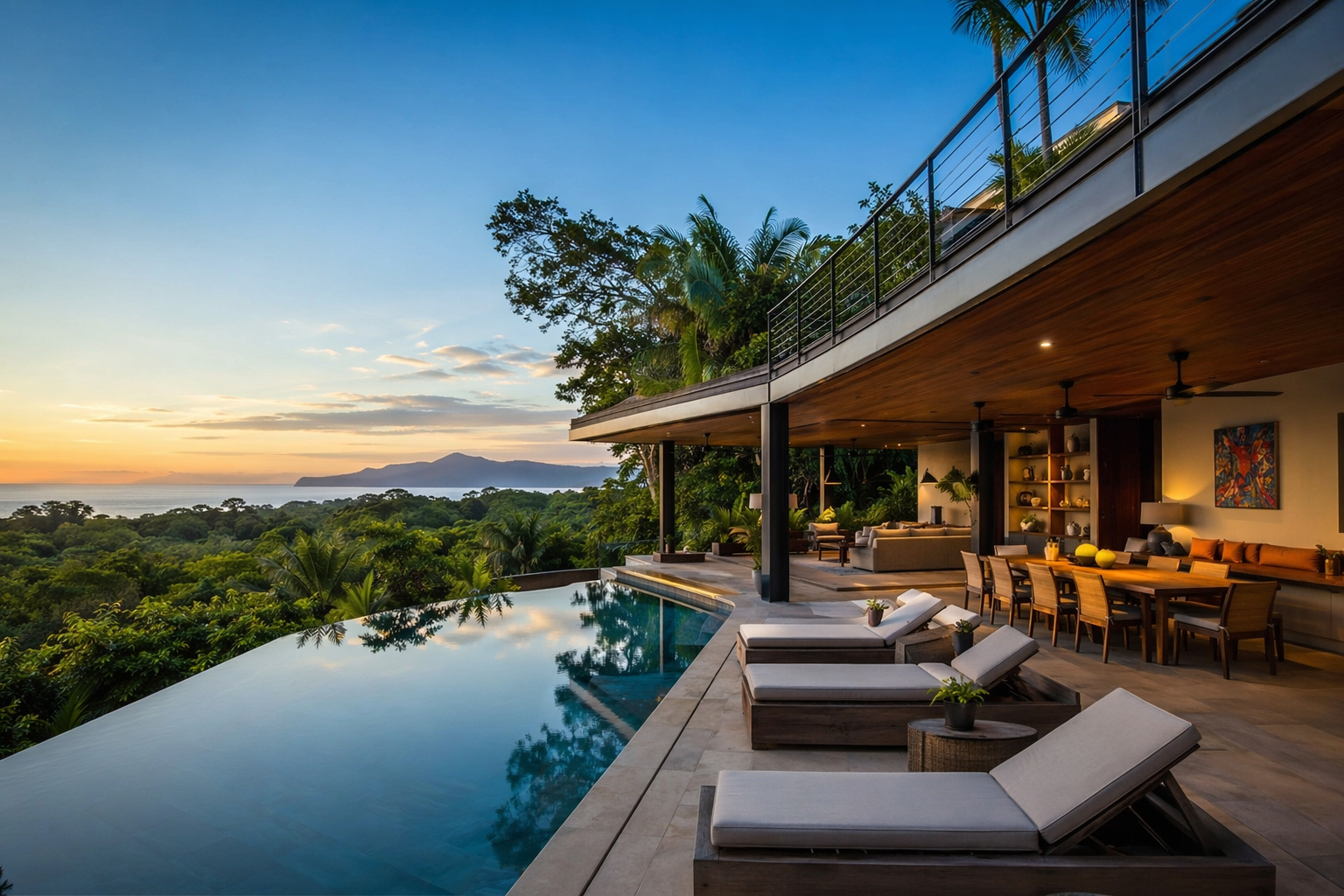 Private villa pool surrounded by tropical jungle