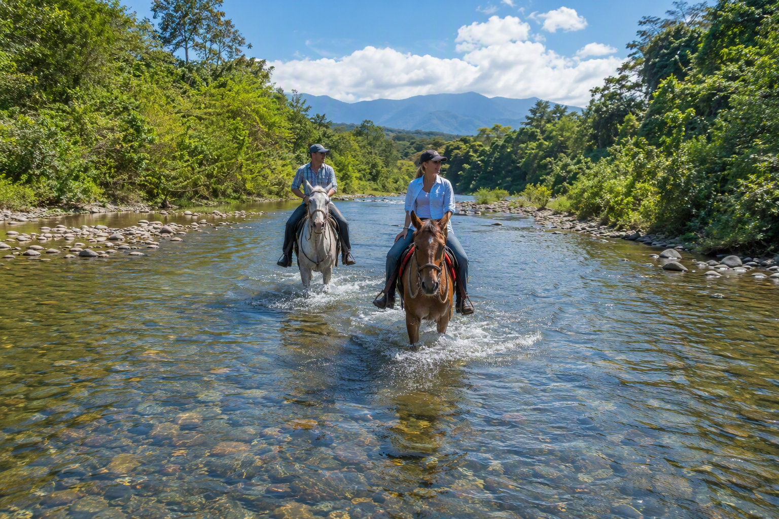 Horseback riding near Jaco Costa Rica - river crossing